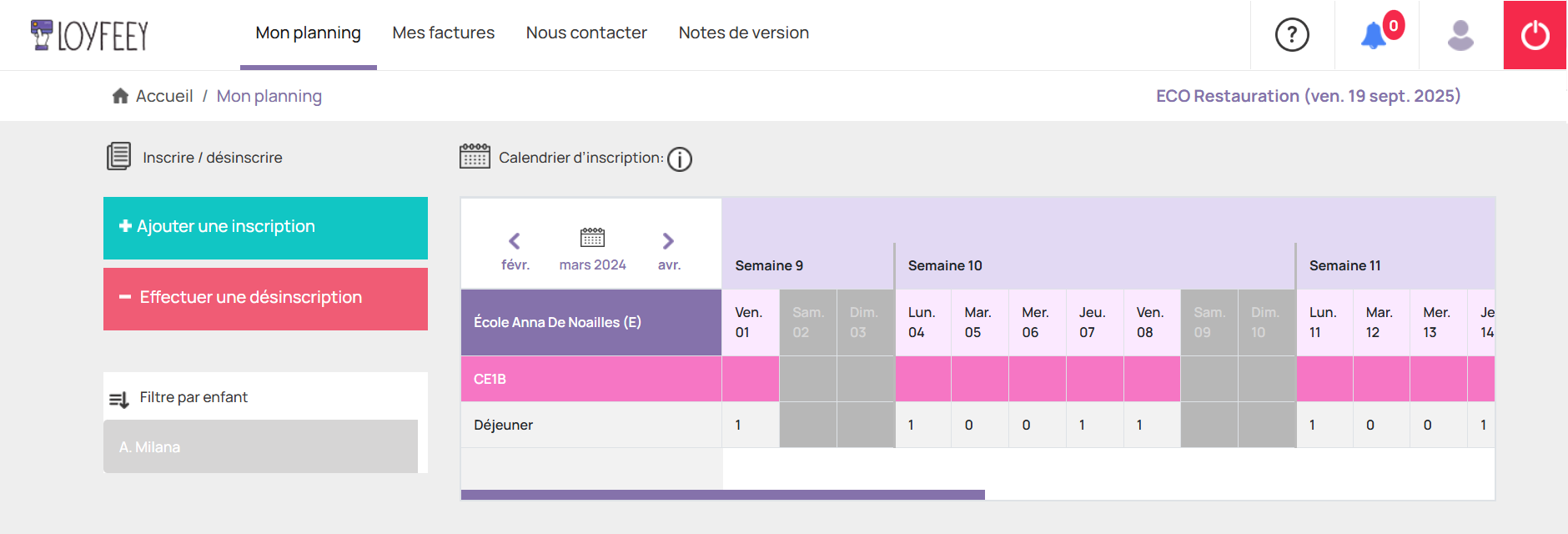 Planning des convives